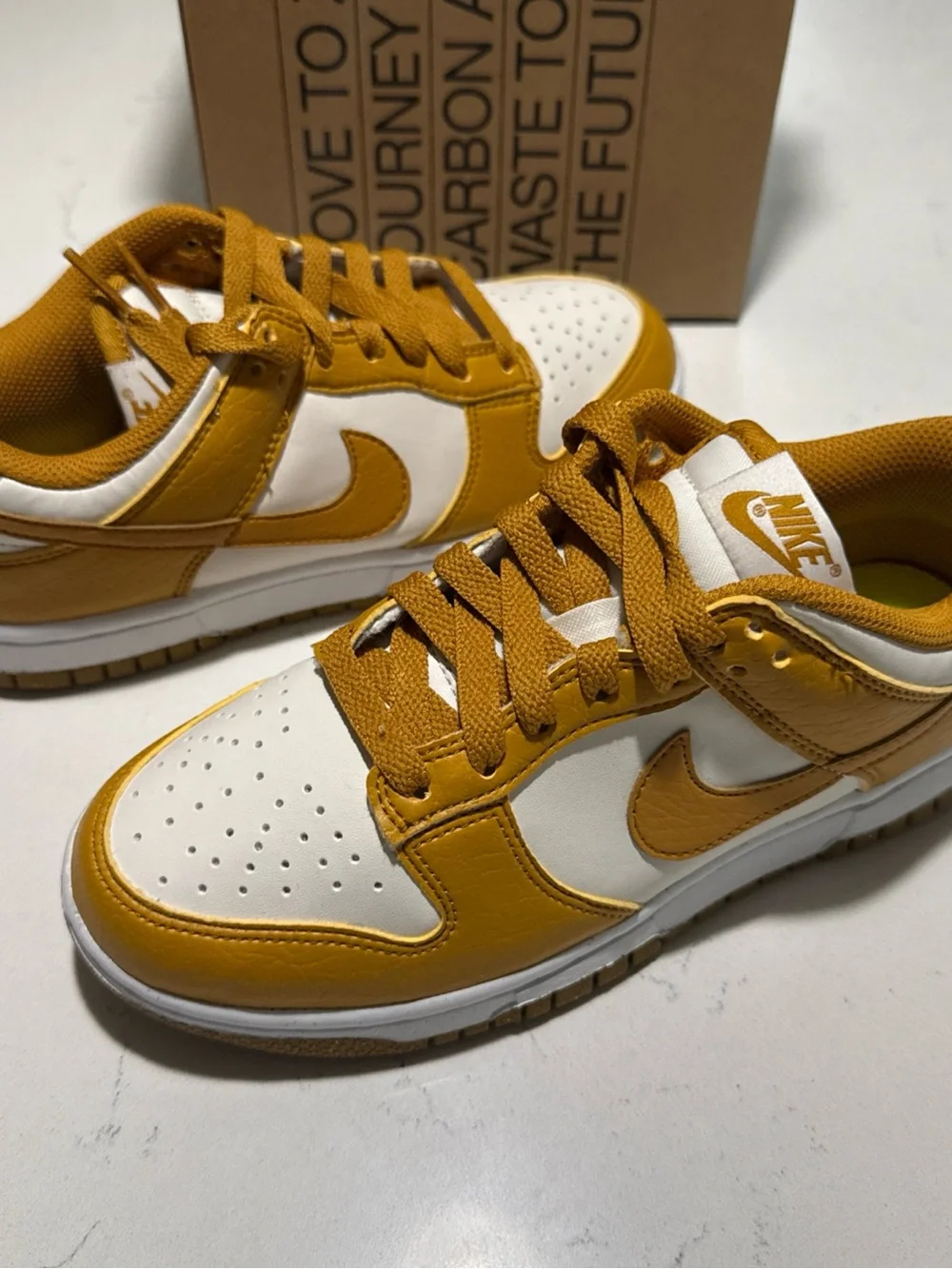 Nike Kids Low-Top Sneakers in White and Mustard Yellow